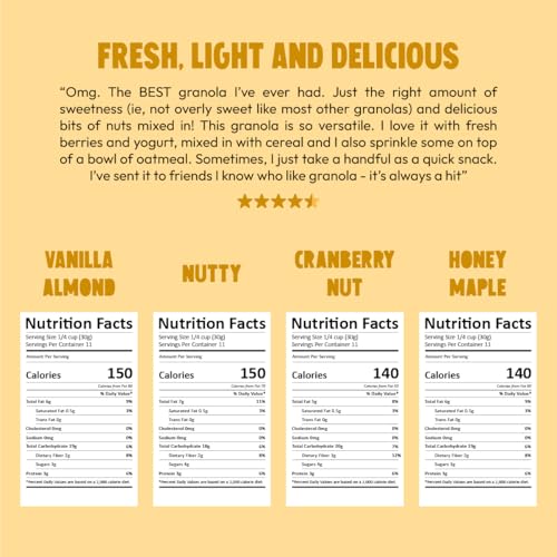 Image of Kellys Four Plus Granola Cereal | Variety Granola for Yogurt | Hand Made Snacks for Breakfast - 12 oz (Pack of 4)