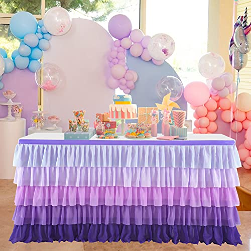 Purple Tutu Tablecloth Mermaid Party Table Skirt for Rectangle Round