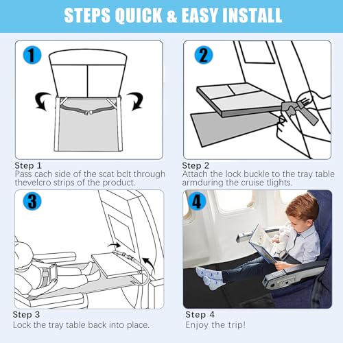 Kids Airplane Seat Extender Travel Bed, Toddler Airplane Bed with Side Pocket, Portable Long Trip Kid Seats Footrest, Toddler Airplane Travel Essentials, Black