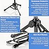 Generic Extendable Microphone Tripod Stand – Compact Desktop Mic Stand with Adjustable Height, Universal Microphone Clip, 5/8" to 3/8" Metal Screw Adapter, Black, Alloy Steel #2