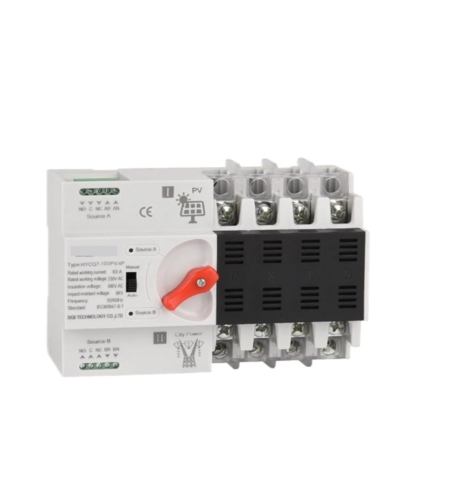 4P-Wechselrichter, automatische Umschalter for zwei Stromarten, Dreiphasen-Umschalter, 400 V, 63 A, 100 A(2,100APV)