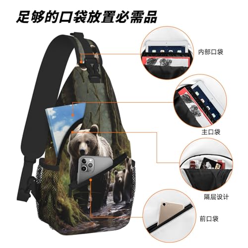 Mother Bear Bolsos Bandolera de Senderismo para Hombre y Mujer miniatura 6