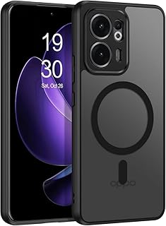 جراب لموبايل اوبو رينو 13 اف 4G/5G من الجوال، جراب حماية مغناطيسي رفيع غير لامع ولطيف على البشرة يدعم الشحن اللاسلكي، غطاء حماية كامل مضاد للصدمات لموبايل اوبو رينو 13F، لون أسود 6.67 بوصة