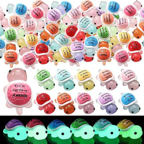 Simgoing Mini tortugas de resina emocionales, regalos de tortugas positivas y divertidas, pequeñas figuras de juguete de resina para agradecimiento de graduación, regalos para empleados (50 piezas)