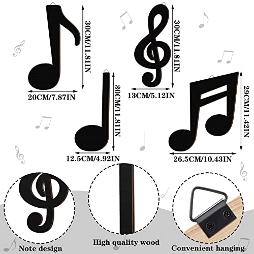 5 Pcs Wooden Music Wall Decor Black Treble Clef Wooden Wall Decor Music Notes Wall Art Room Decor Wood Musical Notes Wall Hanging Music Wall Sign Music Notes Party Decorations For Studio Home Bedroom #TOP2