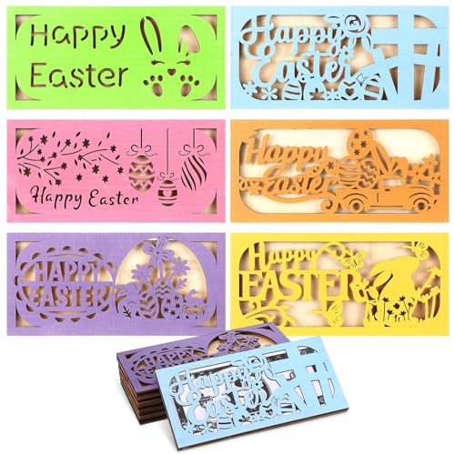 6 Pcs Easter Money Holder Wooden Easter Card Box Cash Holder Bunny Cash Envelope Money Wallet Senior Gift for DIY Basket Stuffer Gift Tag Holiday Party Decor