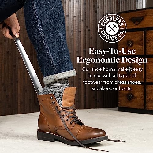 Cobbler's Choice Metal Shoe Horn - Made In The Usa - Designed For Comfort & Built For Durability! (16", Pewter) #TOP2