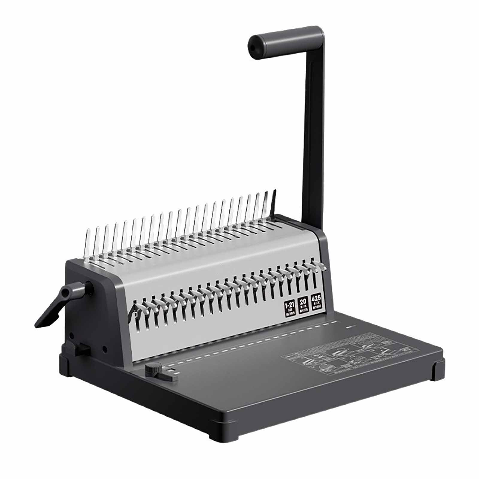 LTzygmion 21 Hole Manual Comb Punch, Wire Coil Puncher With Metal Comb Plate, Adjustable Hole Punch, For A4 Paper, Office, School, File Book