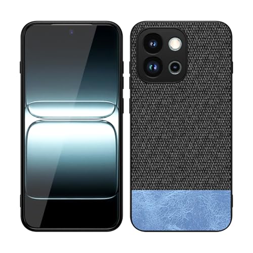 Image of Kapa Soft Fabric & Leather Hybrid Protective Back Cover for OnePlus 13S | Shockproof Slim Hard Anti Slip Back Case (Black,Blue)