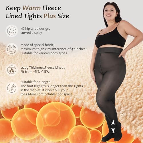 Image of UISLII Plus Size Fleece Lined Tights for Women