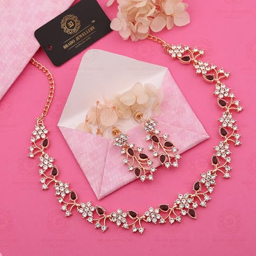 Brado Jewellery Rose Gold-Plated Artificial Stone Studded Necklace