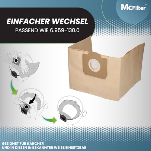 McFilter I 20 Staubsaugerbeutel + 2 Filter für Kärcher A2604, A2204, A2254, A2200, A2201, A2206, A2231, A2236, A2251, A2500, A2504, A2534, A2554, A2654, A2656, A2675