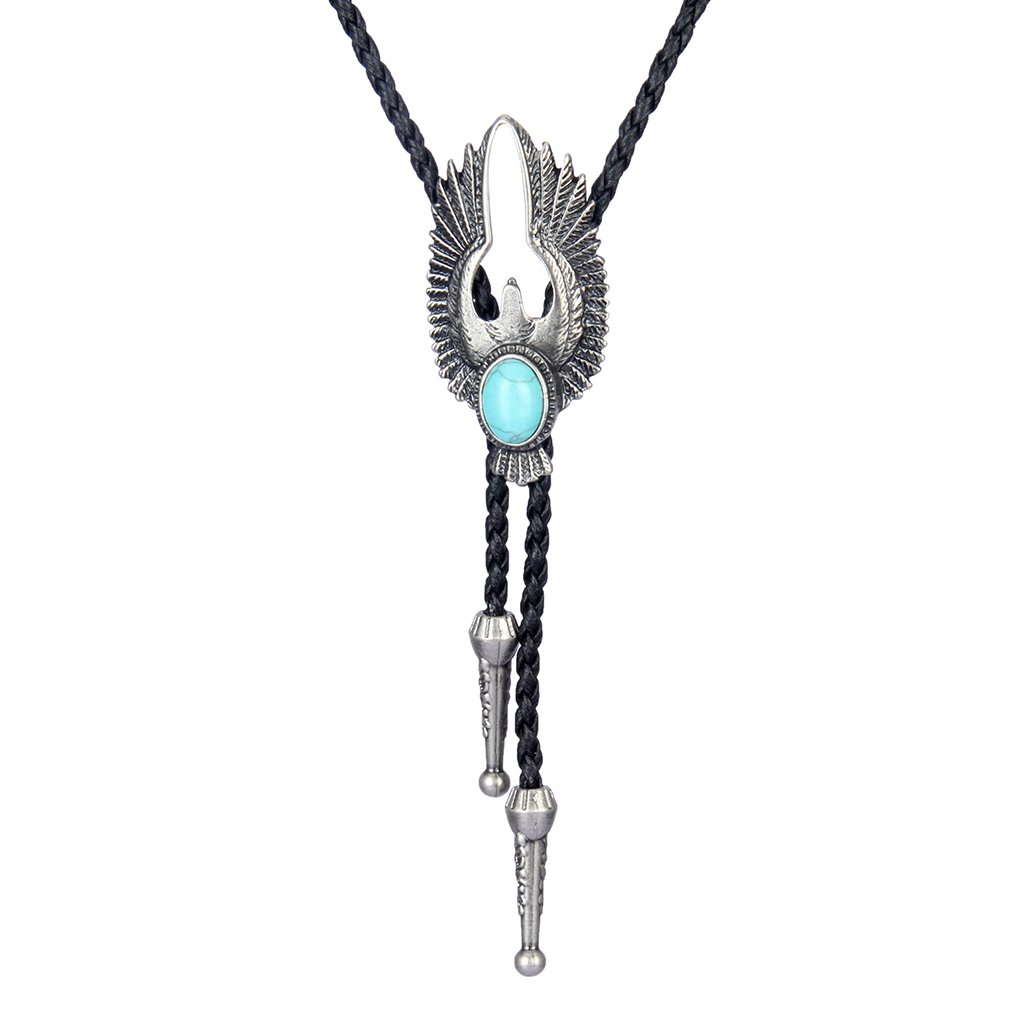 GelConnie Bolo Tie for Men Women Rodeo Cowboy Leather Necktie Turquoise Native American Western Necklace Cowgirl Costume