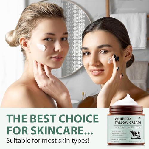 Grospe Whipped Tallow Cream,100% Grass-Fed Pure Beef Tallow Honey & Beewax, Premium Tallow Honey Skin Balm 4.2 Oz - All-Natural Moisturizer for Face & Body