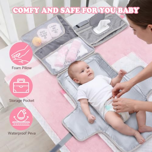 Image of iAOVUEBY Baby Gift Set for Newborn, New Baby Girl Gift Basket, Newborn Essentials Hat Onesie Bear Toys Keepsake Blanket Infant Diaper Changing Pad Bibs, Baby Shower Gifts for Girls