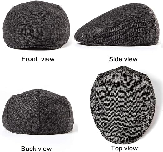 Zipper-G Men's Breathable Newsboy Flat Cap, Black - Image 3