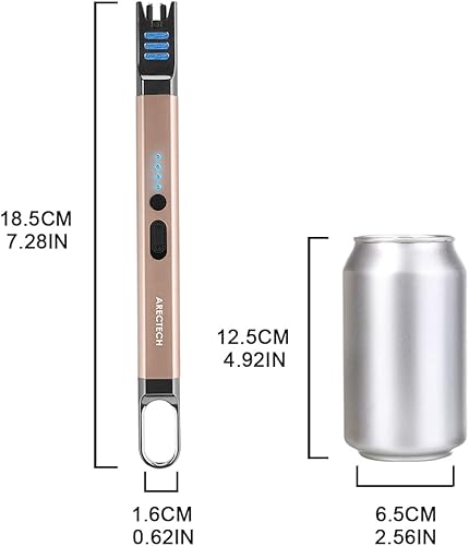Miniatura 4 de ARECTECH Encendedor Eléctrico de Vela Recargable USB Encendedor Largo de Gill para Velas, Cocina, Camping, Barbacoas, Fuegos Artificiales, Oro