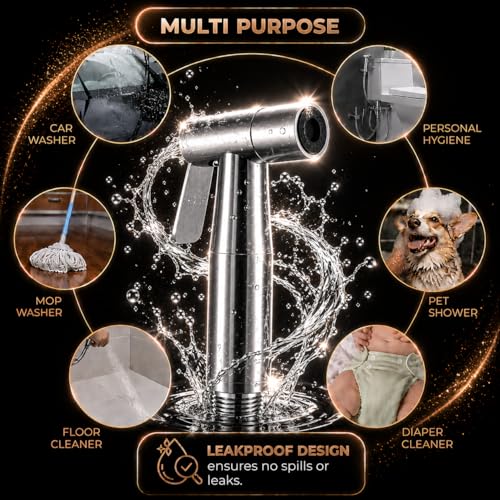 Image of Premium Stainless Steel Jet Spray Gun for Toilet - Durable Water Spray Gun for Bathroom Accessories Set & Personal Hygiene
