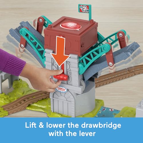 Image of Thomas & Friends Toy Train Set Talking Bulstrode & Which-Way Bridge Track Playset with Sounds & Percy Engine for Kids Ages 3+ Years
