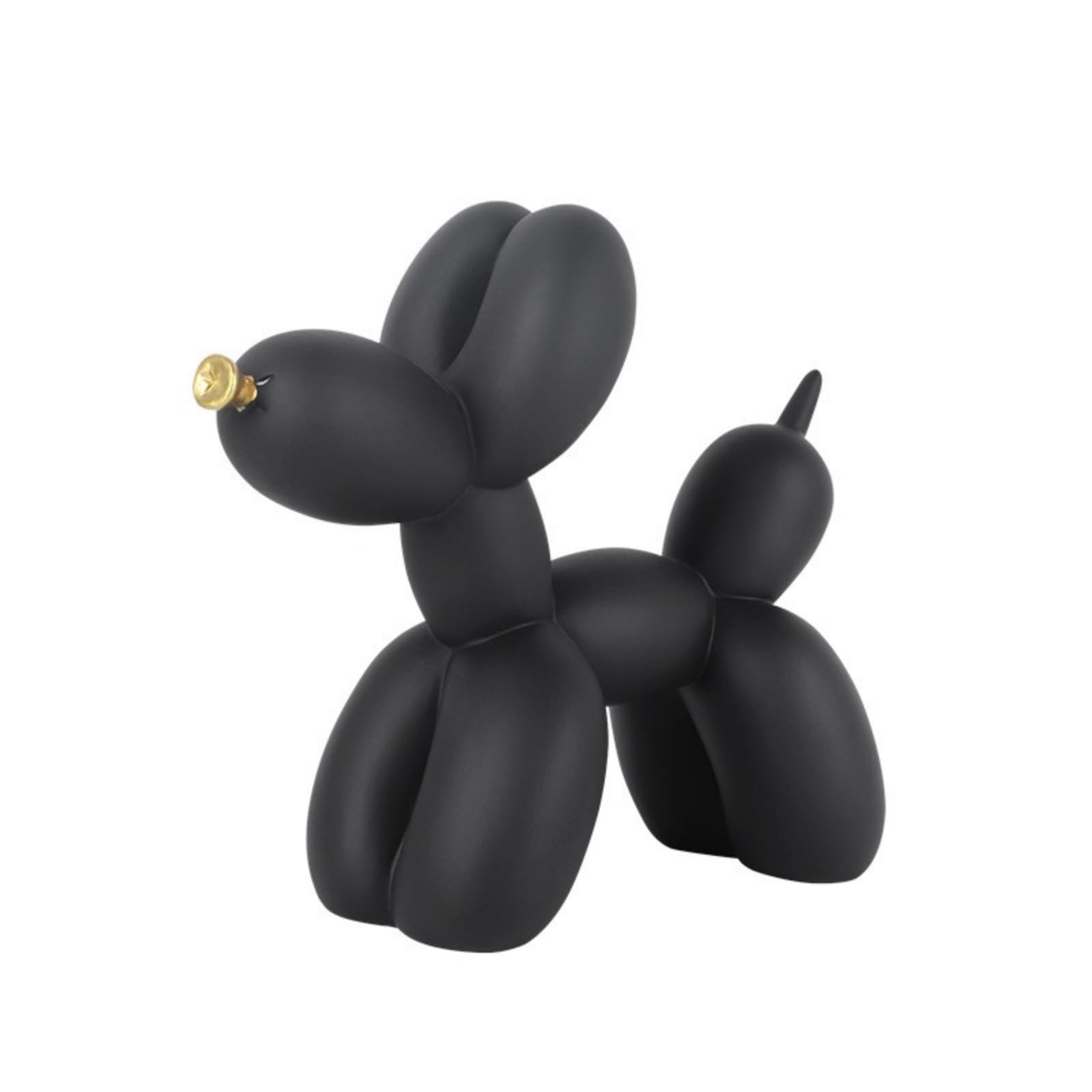 YOYUMI Statue Balloon Dog Sculpture Gold Mouth, Resin Ornaments For Office Living Room Bedroom Decoration, 8.7 Inches (Black)
