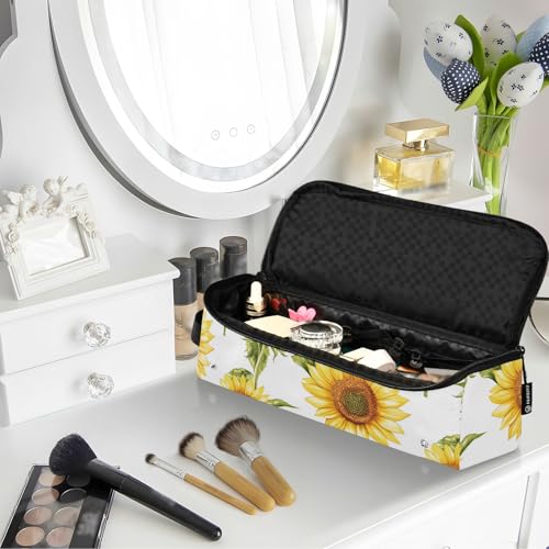 Bolsa de viaje blanca Retro Sunflowers para herramientas de cabello con almohadilla resistente al calor organizador portátil para planchas, rizadores y estilizadores miniatura 6