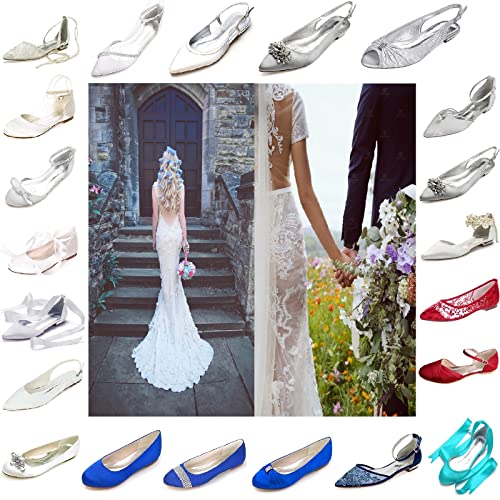 ADMLZQQ Ballet Flats Women Satin Comfortable Closed Toe Ribbon Tie Flats Shoes for Bride Round Toe Prom Evening Bridal Party Dress Flats4