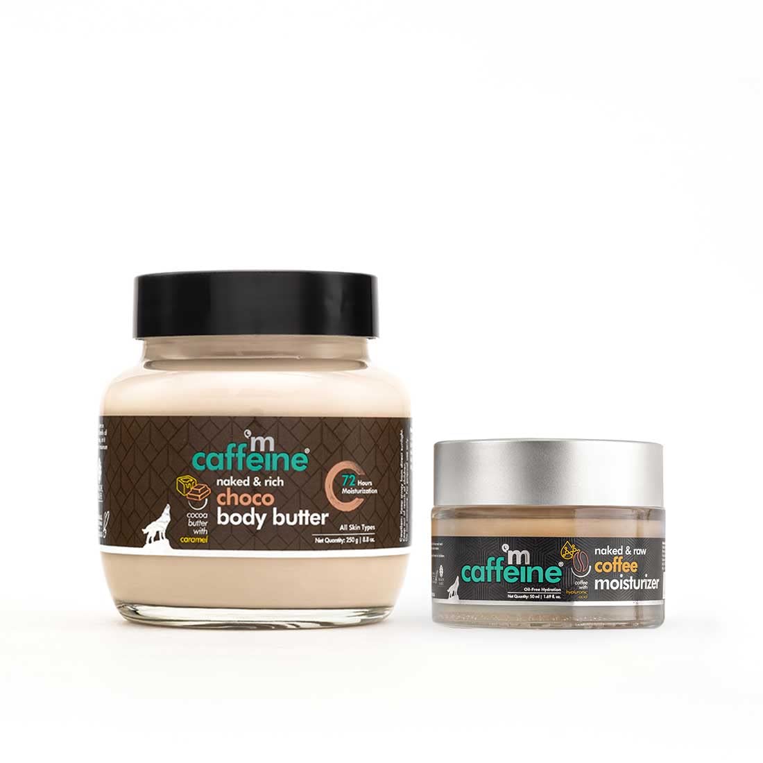 mCaffeine Face & Body Moisturization Routine with Shea Butter Body Butter & OIl Free Face Moisturizer | Skin Care Combo for Dry Skin | Pack of 2