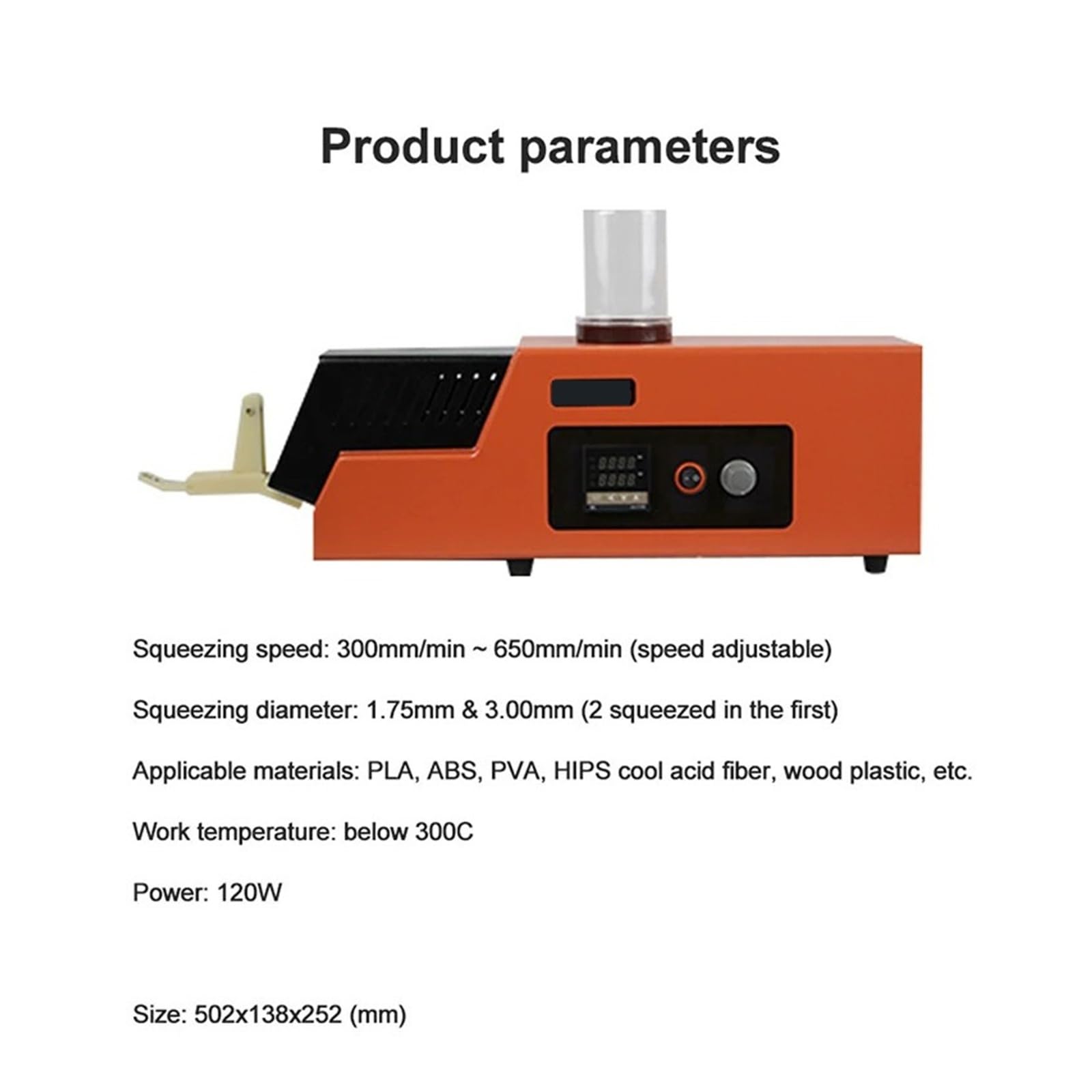 Materiały eksploatacyjne do druku 3D Wytłaczarka do drukarki stacjonarnej o rozmiarze 1,75 mm i 3 mm Maszyna do wytłaczania z regulacją prędkości z akcesoriami(Extruder)