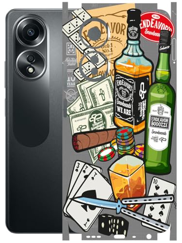 Image of AtOdds - Full Body Back Screen Guard Protector Film - Lamination Wrap Skin Sticker Compatible with Oppo A58 (4G) | Scratchproof Matte Finish (Wine Graffiti)