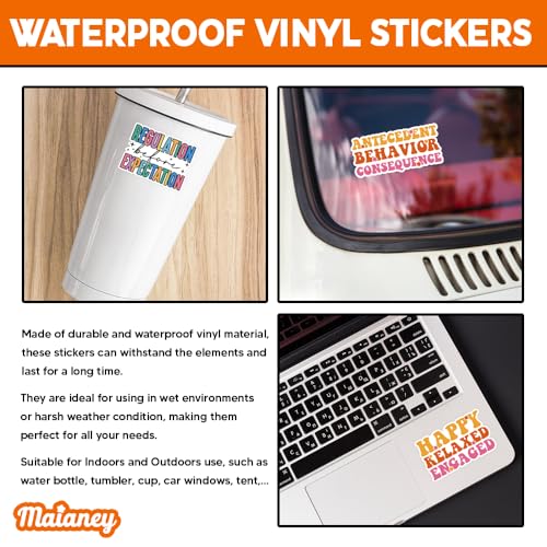 Image of MAIANEY [10Pcs, 3 inchx3 inch] ABA BCBA RBT Stickers, Behavior Analysis Vinyl Decals for Therapists, Teachers, Students - Funny Autism Therapy Waterproof for Laptop, Water Bottle, Mental Health Stickers