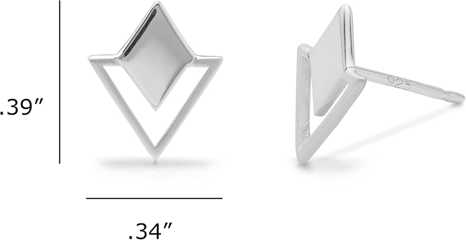 Boma Jewelry Sterling Silver Geometric Diamond & Triangle Stud Earrings - Image 5