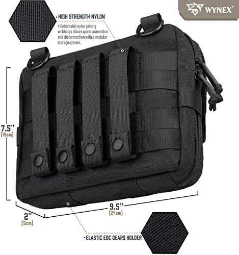 WYNEX Tactical Molle Admin Pouch of Tri-Fold Open Design, Molle Tool Pouch First Aid Pouch EDC Utility Pouches Tools Bag Molle Attachment Organizer Include UK Flag Patch