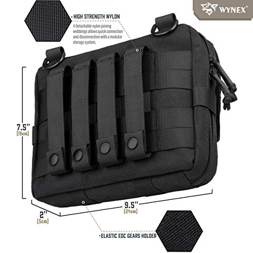 Wynex Tactical Molle Admin Pouch Of Tri-Fold Open Design, Molle Tool Pouch First Aid Pouch Edc Utility Pouches Tools Bag Molle Attachment Organizer Include U.s.a Flag Patch Black #TOP4