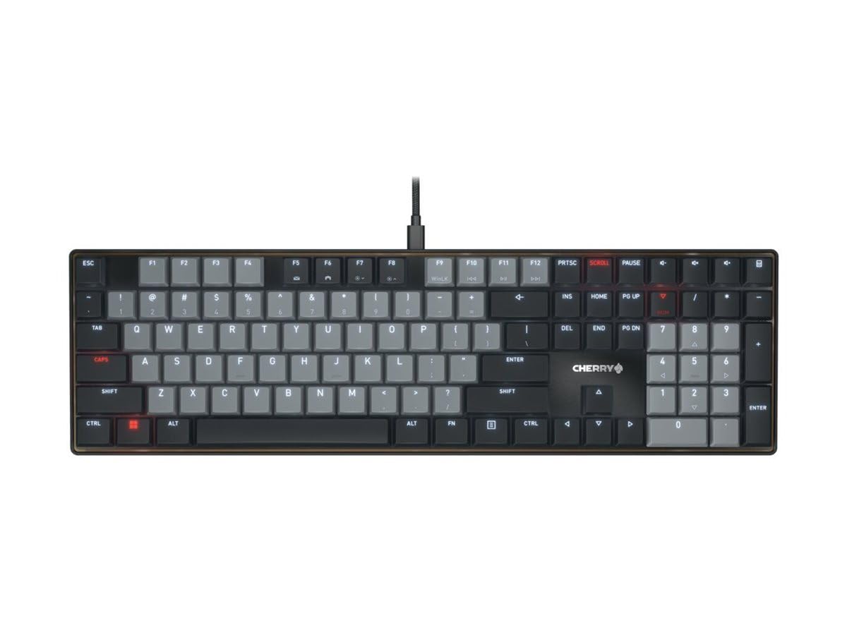 CHERRY KC 500 MX LP, Tastiera meccanica a basso profilo, layout US (QWERTY), cablata (USB-A), illuminazione bianca, switch MX LP 2.0 IVORY, nero