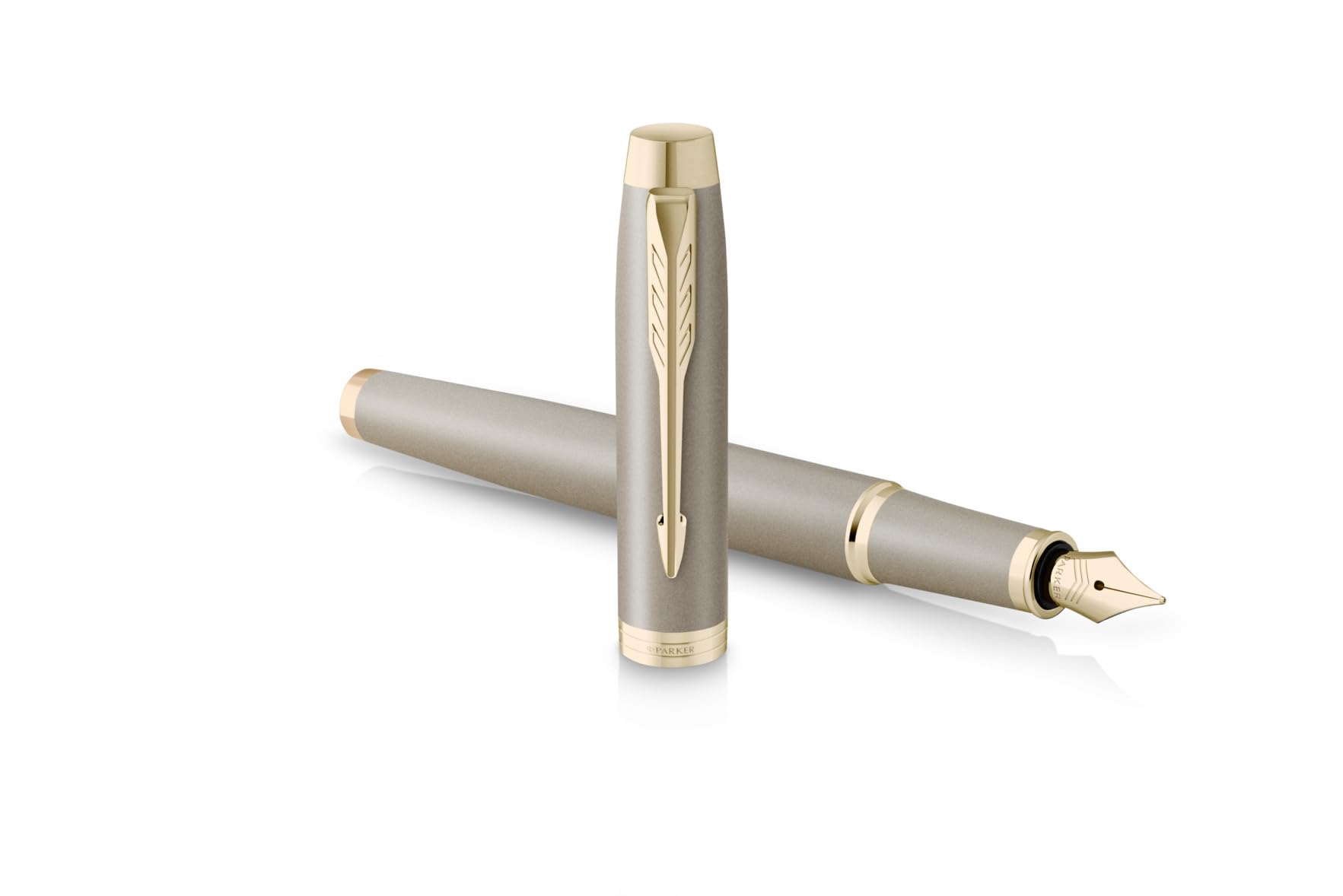 PARKER IM Schreibset Kugelschreiber + Füllfederhalter mit individueller Gravur – Personalisierter Luxus Stift – The Finishing Touch Collection Geschenk für Hochzeit, Geburtstag, Büro (Sandstone)