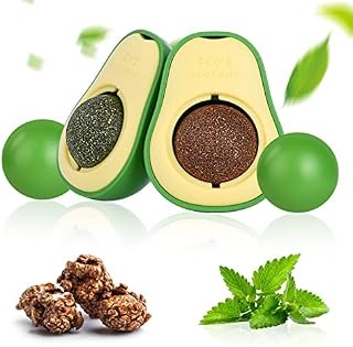 vsshe Catnip Balls Toy for Cats, 2 Pcs Rotatable Edible Pure Natural Mint Licking Treat Toy Wall Ball, Interactive Cat Toy Self-Adhesive Catnip Teeth Cleaning Edible Ball for Cats Playing Chewing
