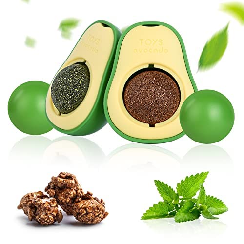 vsshe Bola de Hierba Gatera, 2PCS Bolas de Catnip, Natural Juguetes de Bolas de Hierba Gatera, Catnip Bolas para Gatos Giratorias de 360°, Juguete Interactivo Hierba Gatera para Limpieza Dental Salud Cover