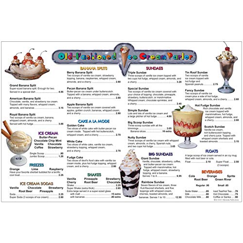 Remedia Publications REM101D Menu Math: Old Fashioned Ice Cream Parlor, 6 Extra Menus, 0.24 Height, 8.35 Wide, 11.1 Length (6 per Package)