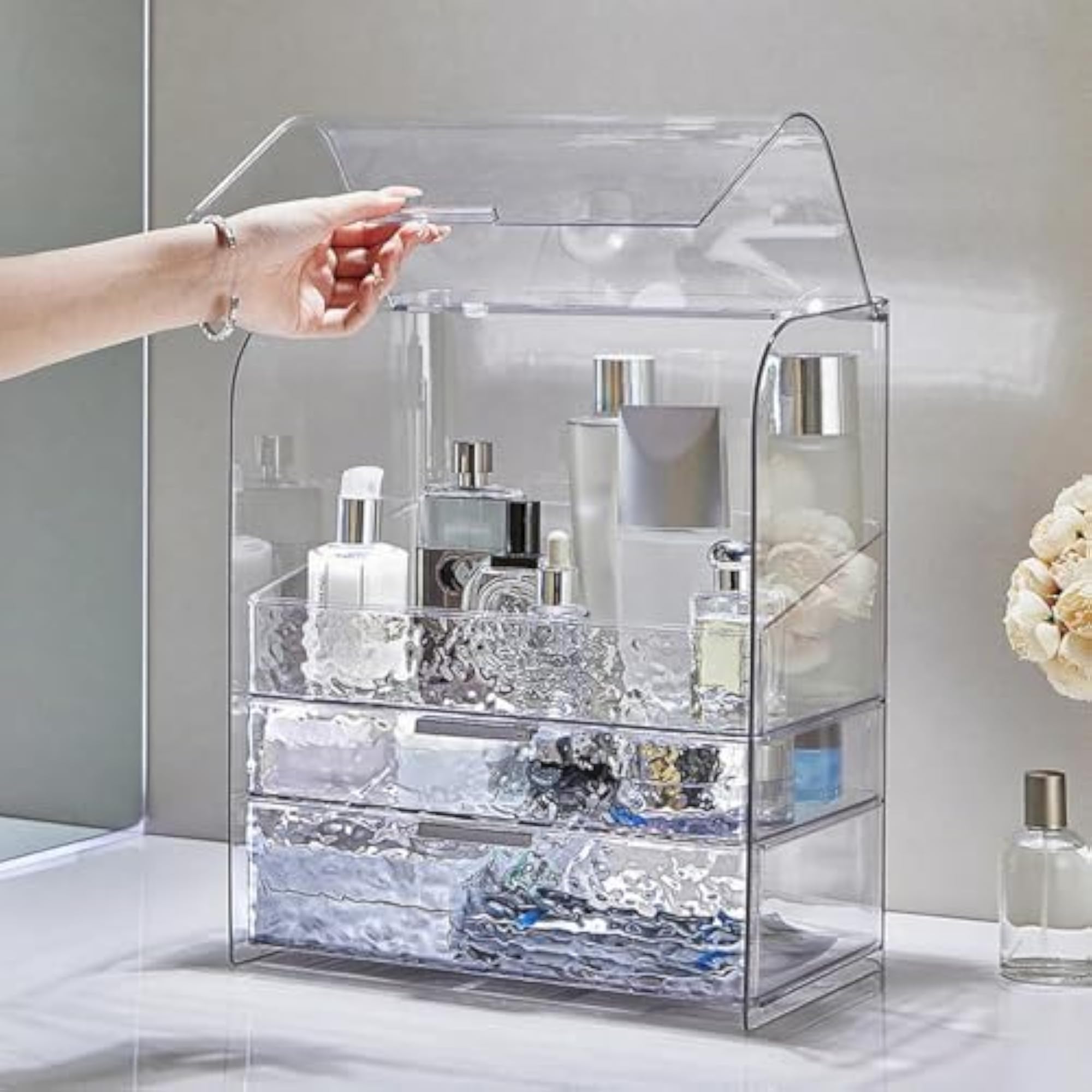 Luxury Clear Makeup Storage Box for Bathroom Vanity
