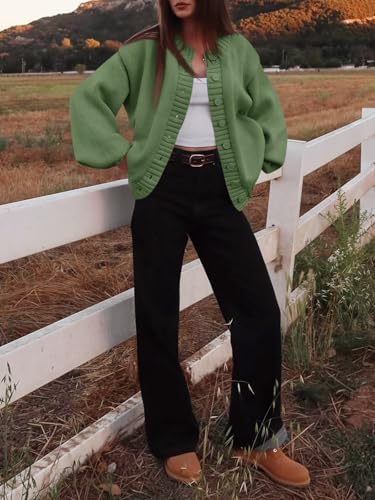 Saodimallsu Womens Long Sleeve Button Down Cardigan Sweaters Crew Neck Open Front Knit Casual Loose Fit Fall Sweater Coat4