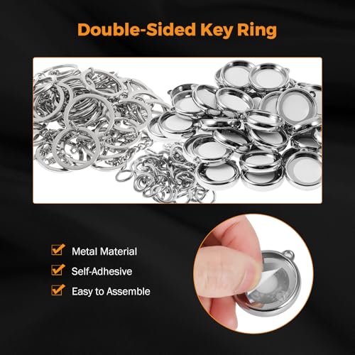 BEAMNOVA 50 Sets of Metal Button Maker Supplies for 25mm / 0.98 in (Approx. 1 inch) Machine, Metallic Double-Sided Keychain Parts for Hand Press Round Badge Crafts Maker