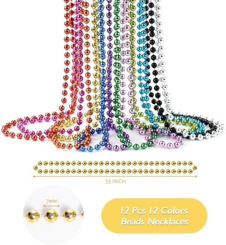 ZZYFGH 12 PCS Bead Necklace, 33'' Mardi Gras Beaded Necklaces
