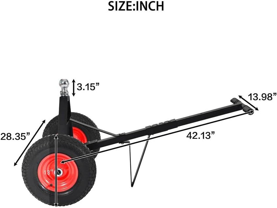 Trailer Dolly with 2 Inch Ball, 700 lb Capacity, Manual Tow Trailer Mover with 13" Pneumatic Tires for Boat, RV, Camper, Utility, Cargo Trailer, Black