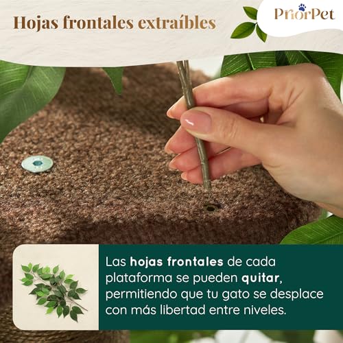 Miniatura 10 de Arbol Rascador Con Hojas Compacto Y Estable Para Gatos Grandes 4 Niveles Para Trepar, Rascar Y Descansar Hojas Seguras Fácil Montaje Materiales Resistentes Y Aptos Para Mascotas 160cm