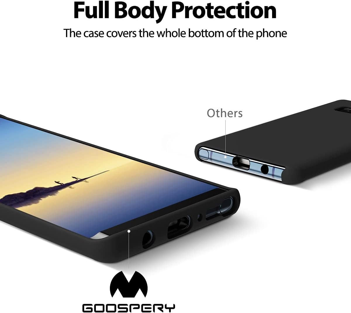 GOOSPERY Liquid Silicone Case for Galaxy Note 8 (2017) Silky-Soft Touch Full Body Protection Shockproof Cover Case with Soft Microfiber Lining - Black