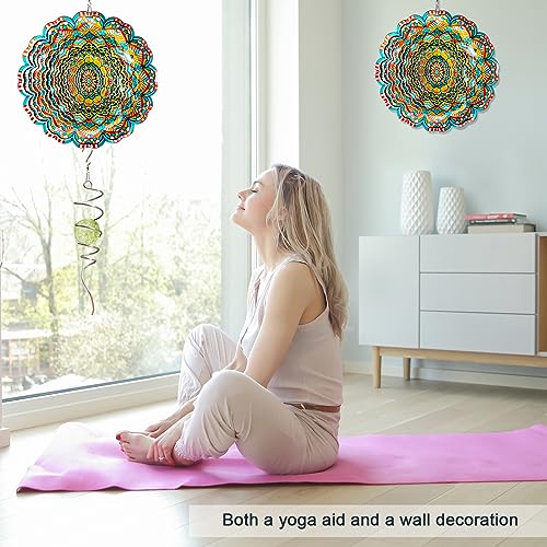 Eiryhope Wind Spinners Mandala Lucky Star 3D Kinetic Hanging Wind Sculptures, 12" Spinner For Yard Garden, Laser Cut Metal Ideal Gift Party Decor Art Wall Decoration Indoor Outdoor Décor Ornaments #TOP1
