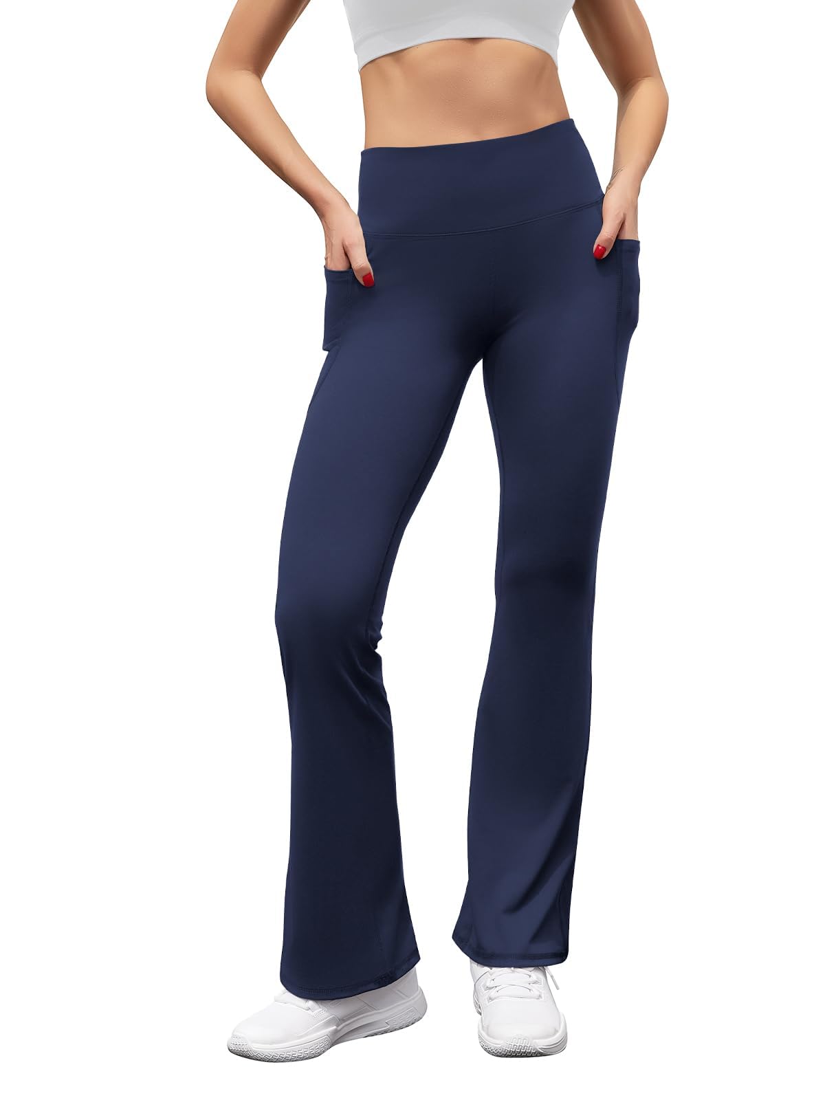 Glacspyg Yoga Pantalons Femmes avecPoches Casual Jogging Taille Haute de Survêtement Stretch Wide Patch Jazz Pantalons