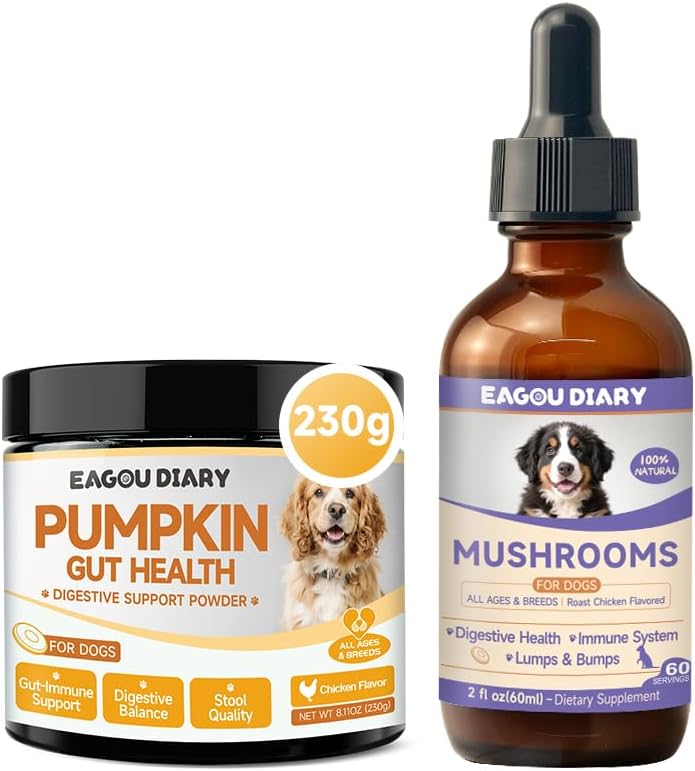 Pumpkin for Dog Supports Digestion, Gut Health - Mushroom for Dogs with Turkey Tail Mushroom for Dogs, Lion’s Mane, Shiitake