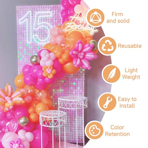 Image of Iridescent Pink Shimmer Wall Backdrop,Shiny Sequins,24Pcs Sequins Backdrop Decoration Panels,Glitter Bling Photo Background Decorations for Birthday Party Wedding Anniversary Graduation