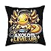 Funny axolotl birthday gifts by merch4life Chibi Gamer Axolotl Level Up Videogame Birthday boy Girl Throw Pillow, 18x18, Multicolor